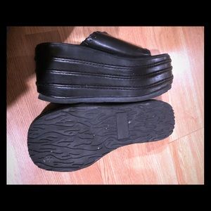 Leather Demonia black platform sandals